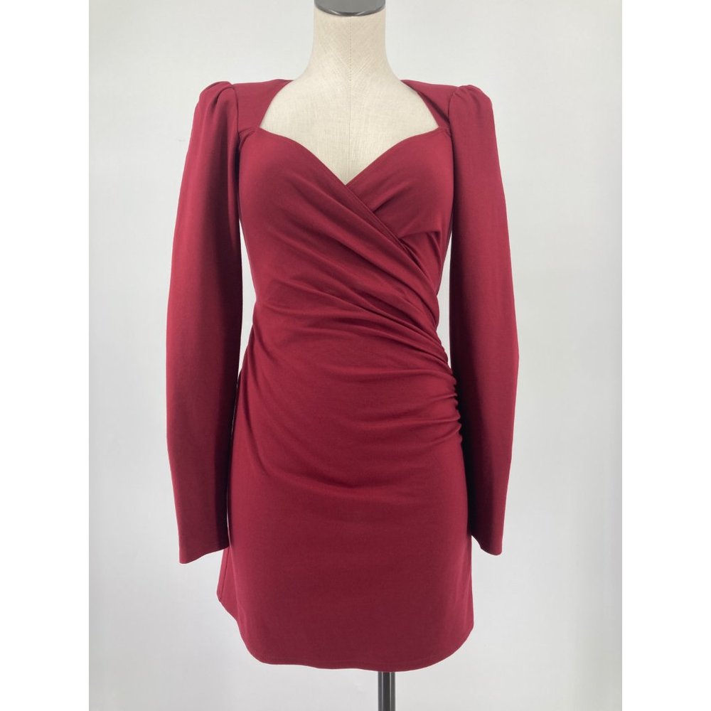 Reformation Dress Long Sleeve V Neck Ruched Small